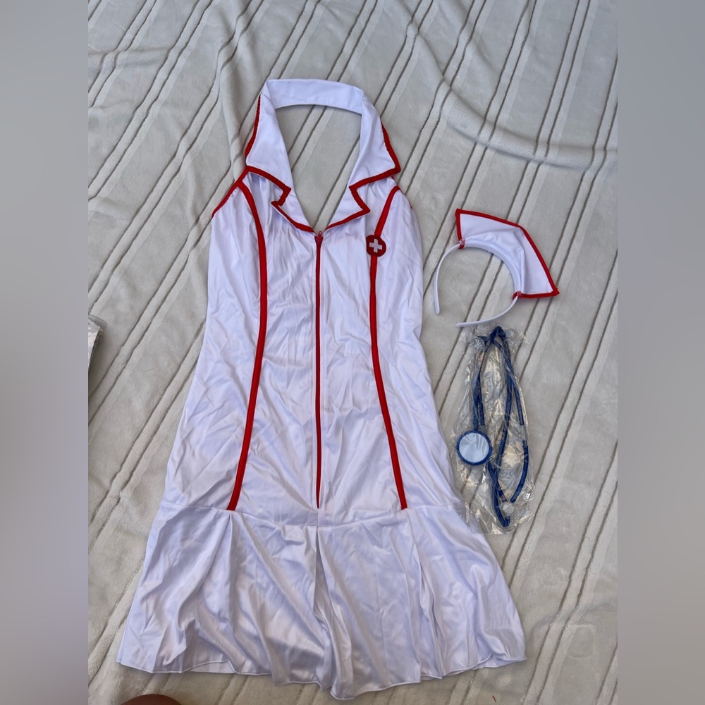 Leg Avenue White Nurse Costume with Red Trim - Picture 2 of 3